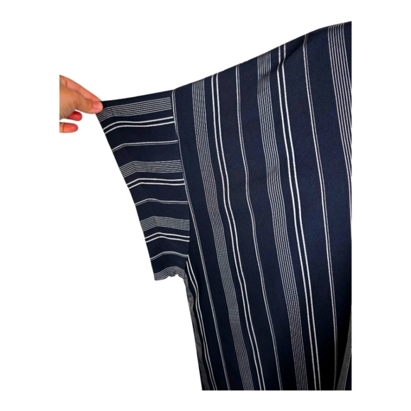 Lane Bryant Plus 28 Navy White Stripe Dolman Sleeve Asymmetric Hem Tunic Top - Picture 4 of 7
